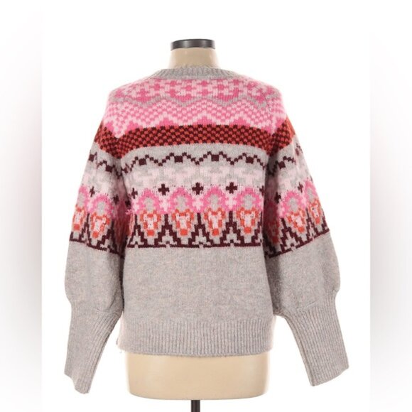 Driftwood Pink / Red / Gray Fair Isle Multicolor Patterned Sweater - Picture 1 of 4